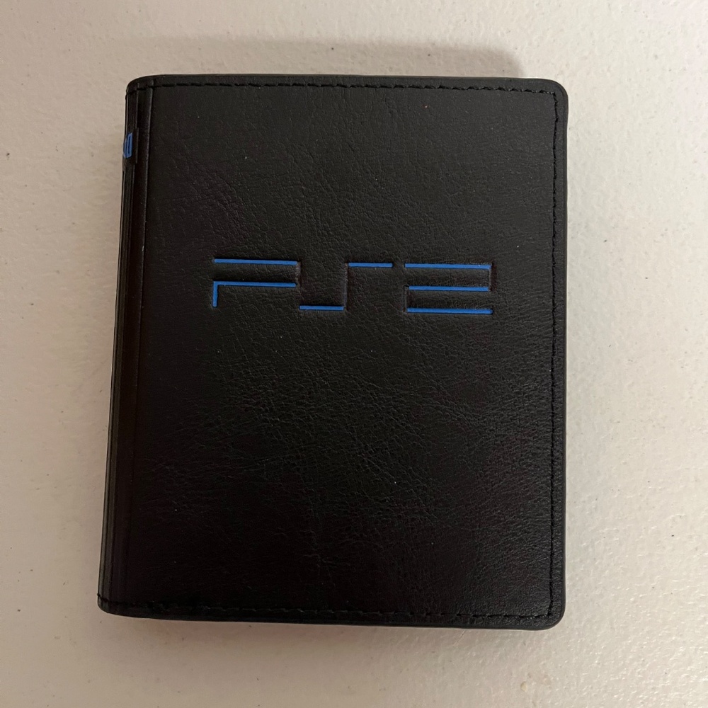 Playstation 2 Faux Leather Wallet Black Money Holder Blue